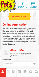 Pal's Hiring App Mobile View