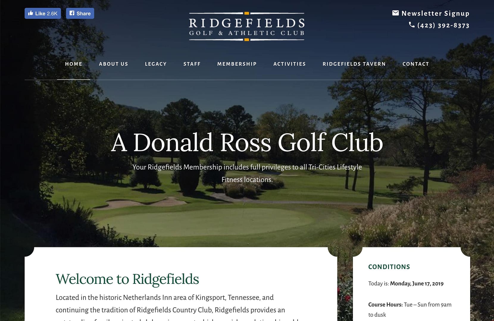 Ridgefields Golf & Athletic Club website